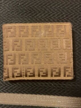 Preowned Fendi Brown FF Logo Canvas Card & Key Holder Wallet